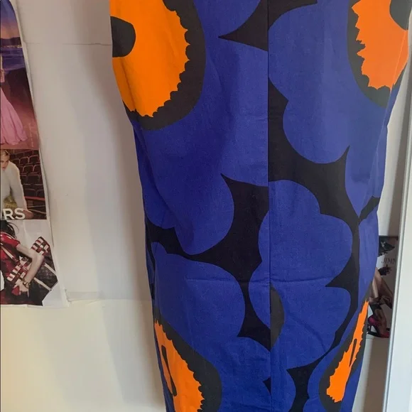 Marimekko Blue and Orange Floral Midi Dress - Picture 8 of 14